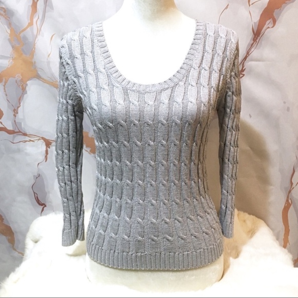 Joseph A. Vintage metallic shimmer cable sweater